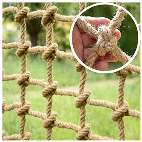SSCYHT Hanfseil-Kletternetz, Outdoor-Hinderniskurs für Trainingsgeräte und Schaukel-Befestigung, Ki-ds Trainingsnetz, großes Netz, verschiedene Größen, Hanfseil, Durchmesser 12 mm, 20 cm, 4 x 3 m