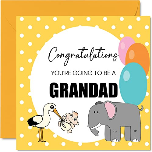 New Baby Card Unisex - Baby Announcement Grandad - Congratulations Cards Newborn, Well Done Congrats New Cards, Welcome To The World Home Gifts, 145mm Greeting Cards for Grandad