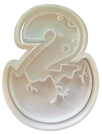 The Cookie Cutter Hub Formina per biscotti a forma di dinosauro numero 2, 9 cm, con goffratura abbinata, per biscotti, argilla, decorazione da forno