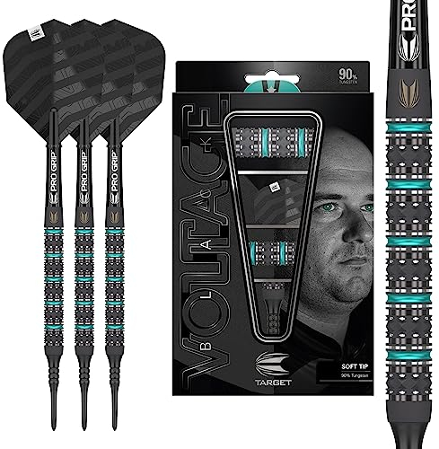 Target Darts Unisex-Adult Rob Cross Black Edition 90% Wolfram Softdarts-Set Dartpfeile, Schwarz, 18G