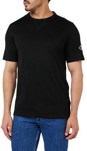 Calvin Klein Uomo T-Shirt Maniche Corte Regular Tee con Etichetta con Logo, Nero (CK Black), L