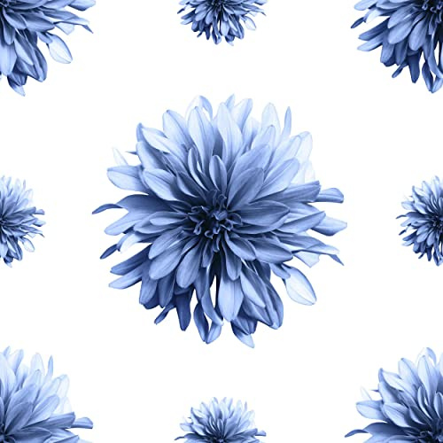 HEKO PANELS Oxford Tissu Imperméable Au Mètre Polyester De Couture D'ameublement Tissus Pour Mobilier Décorative Artisanat Rembourrage Dahlias Bleu 2 Mètres 155 x 200 cm