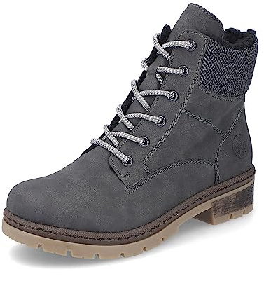 Rieker Damen Schnürstiefeletten Y7424, Frauen Stiefeletten,Chukka Boots,schnürboots,Stiefel,Bootee,Booties,halbstiefel,grau (45),38 EU / 5 UK