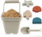 SWAWIS 6 Pecices Sand Spielzeug Set, Graugrün Weich Silikon Strand Spielzeug für Kleinkinder Jungen Mädchen, Sand Eimer, Schaufel, Meerjungfrau, Seestern, Muschel, Regenbogen Sandkasten Outdoor-Spiele