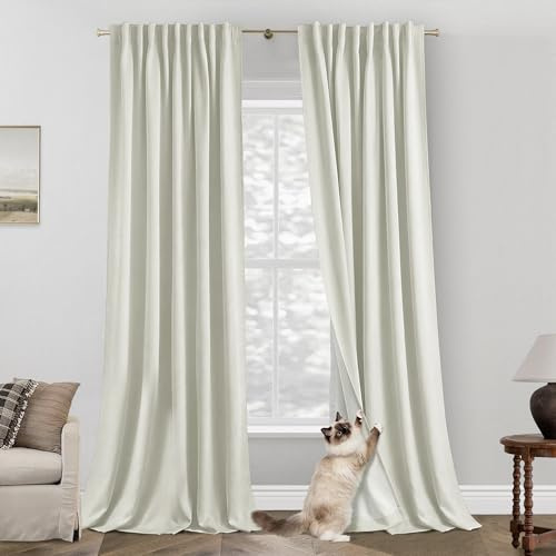 PANELSBURG Extra Long Luxury Polished Linen Look Curtains 132 Inch Long, Ring Top or Pinch Pleated with Hooks Blackout Drapes for Living Room Bedroom Large Window