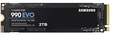 Samsung 990 EVO NVMe M.2 SSD 2 TB, PCIe 4.0 x4 / PCIe 5.0 x2, NVMe 2.0 (2280), read/write speeds up to 5,000/4,200 MB/s, Internal SSD (Solid State Drive), MZ-V9E2T0BW