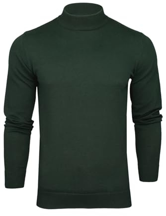 Xact Pull Homme Col Montant Slim Fit 100% Coton Premium – Maille Fine, Chic et Confortable, Style Élégant pour Automne Hiver – Pull Chaud Classique Décontracté et Habillé (Dark Khaki) M