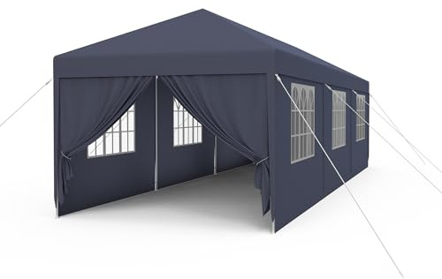 NAIZY Pavillon 3x9m Faltpavillon Wasserdicht Stabil Faltzelt mit 4 Seitenteilen & Fenstern & Feste Bodennägel Gartenpavillon Faltbar Winterfest UV-Schutz, Anthrazit, LMZJ-(HAG2366G)