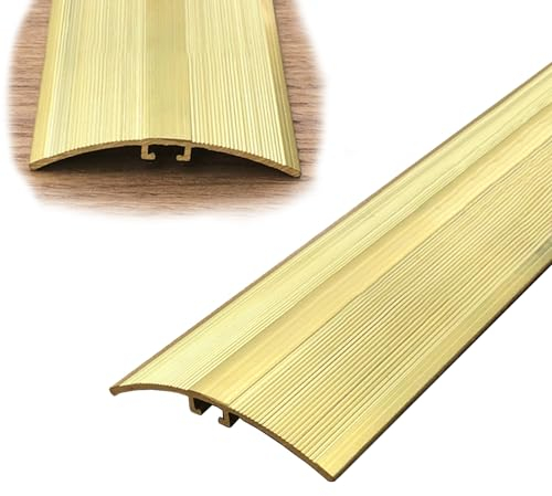 Übergangsprofil Türschwellen-Übergangsstreifen aus Massivem Messing, Rutschfeste Bodenfugenverbindungsschiene, Kantenschutz für Vinyl/Fliese/Laminatböden (Size : W-60mm(2 3/8))