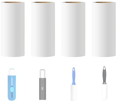 3 inch Mini Lint Roller Refills Compatible with Scotch Brite Mini Travel Lint Roller and PetLovers Evercare Mini Pet Hair Remover Sticky Roller Refill 4 Rolls 40 Sheets per Roll Total 160 Sheets