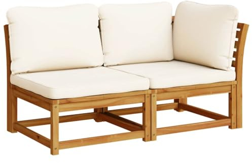 vidaXL 2-TLG. Garten-Lounge-Set mit Kissen Massivholz Akazie