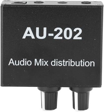 Mixer Stereo, Mixer Audio a 2 Canali Mini Mixer Audio a Rumore Ultra Basso 2 in 2 Out Controllo del Volume Interfaccia da 3,5 Mm Piccolo Mixer Audio per Piccoli Club