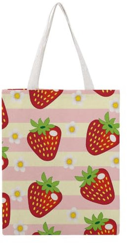 VYJLOO Rote Erdbeere Damen Shopper Canvas Handtasche Einkaufstasche Tragetasche Schultertasche Umhängetaschen 38×46cm