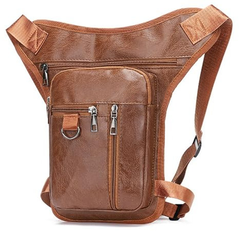 Motorrad Beintasche Beintasche Oberschenkel Hüftgürtel Bein Taille Taschen Reisen Tour Reiten Motorrad Gürteltasche Männer Frauen Freizeit Brusttasche Motorrad Tasche Bein(Light brown-156 bag)