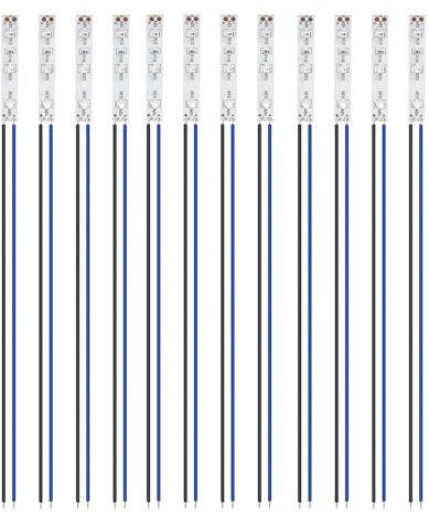 HUAZIZ 12 Stücke 50mm VorDrahtete LED Streifen, 2335 SMD LED, 12-18V Streifen, Modellbau Led Beleuchtung, Blau