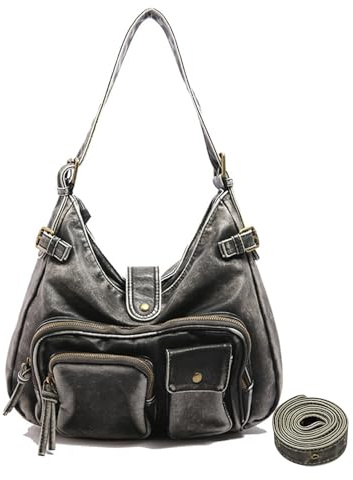 CORIOS Retro Schultertasche PU Leder Umhängetasche Damen Elegant Handtasche Groß Henkeltasche Tragetasche Wasserdicht Tote Beutel Henkeltaschen für Reisen Büro Einkaufen Arbeit Alltag