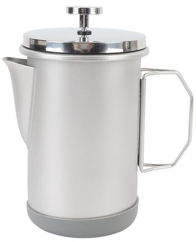 de Prensa Francesa de 1000 Ml, Tetera Portátil de Acero Inoxidable 304 Hecha a Mano para Acampar (SILVER)