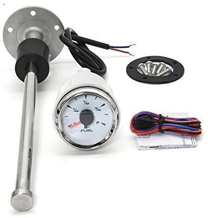 Medidor de Gasoil Deposito, Indicador de tanque de aceite de retroiluminación de 8 colores, medidor de combustible de 52mm con sensor de nivel de combustible de 0-190ohm, 100-500MM for indicador de co
