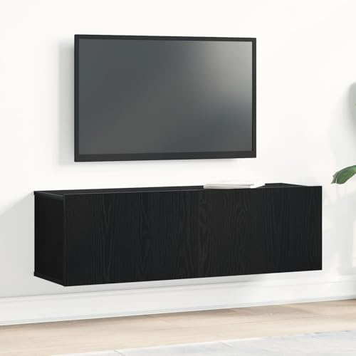 Snsowed Schwarzer Eichen Wand-TV-Schrank 100x30x30 cm Aus Holzwerkstoff, TV Lowboard, Fernsehschrank, Fernsehtisch, Fernseher Schrank, TV Sideboard, TV Board, TV Cabinet, TV Bank, TV Kommode - 862487