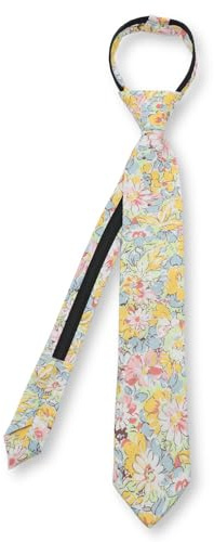 GHTIYLP Cotton Floral Ties for Boys Pre-tied Zipper Kids Tie for Graduation | Adjustable Zipper Boys Tie 14.5 x 2.5, Flower Prints, Ready To Wear, Great for School Uniform, Wedding, Party, Casual