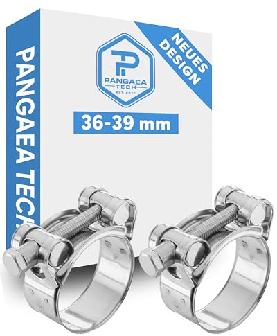 Pangaea Tech Gelenkbolzenschelle Edelstahl 36-39 mm 2er Set - Extra stark dank M6-Spannbolzen - Schlauchschellen Edelstahl - 20mm Bandbreite - V2A W4 Qualität nach DIN3019