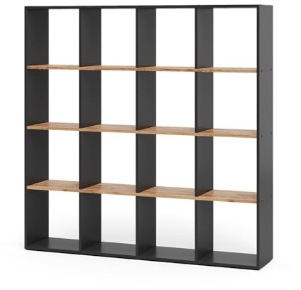 Vicco Raumteiler Karree, Anthrazit/Goldkraft Eiche, 142.4 x 143 cm | zur flexiblen Raumaufteilung und übersichtlichen Aufbewahrung