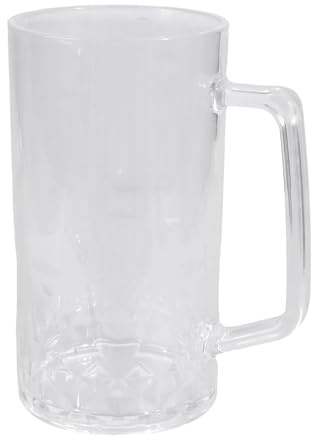 Thewasc Chope à bière de style allemand avec poignée en acrylique, idéale pour un festival, un anniversaire, Noël, une collection de barwares, verre à bière en acrylique incassable