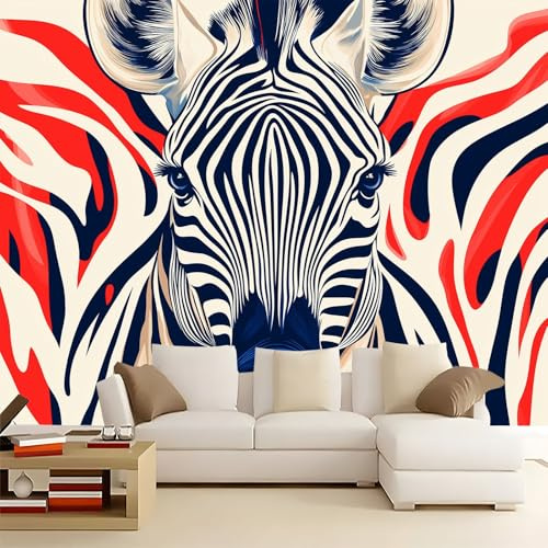 Papel Pintado Panorámico Textura abstracta de cebra 400x280 cm Fotomurales No Tejido, Murales Decoración Póster Pared Personalizado 3D Para Salón Dormitorio