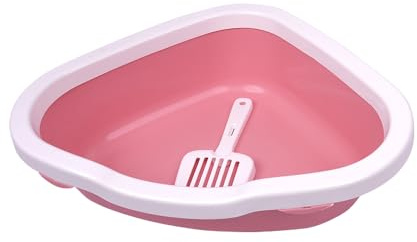 Arenero Gato Grande Bandeja Higiénica Arenero Gatos Gato Caja De Arena Bandeja Arena para Gatos 55x42,5x14cm (0239-Rosa)