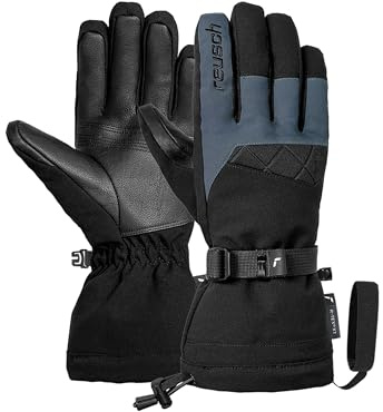 Reusch Couloir R-TEX XT Gants de Ski Unisexes, imperméables, Coupe-Vent, Respirants, Isolation R-LOFT, Cuir végétalien, Softshell, Doublure MicroActive, Manchette en Poudre, Leash Confortable, pour