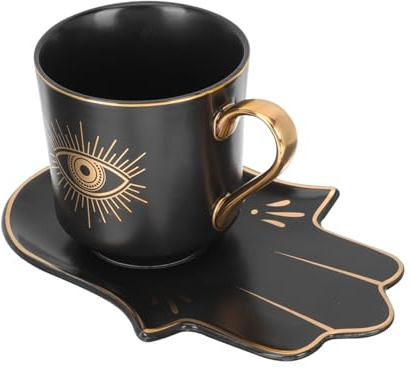 WEKADRIN Tasse à Café Céramique Européenne avec Œil Bleu Protecteur Style Turc Mug à Thé avec Soucoupe Design Élégant et Pratique pour Bureau et Maison