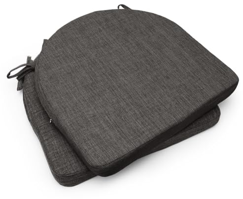 CEWROM Stuhlkissen für draußen, 2er-Set Stuhlkissen mit Bindebänder, Terrassenstuhlkissen für Gartenmöbel, Sitzkissen Outdoor für Stühle/Bänke, Terrassenstuhlpolster Esszimmerstuhl 42x43 (Dunkelgrau)