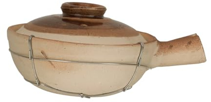 SOLUSTRE Cazuela de Barro Tradicional para Guisos con Mango y Soporte de Alambre Olla Casera para Cocina Lenta Distribución Uniforme del Calor para Estofados y Arroz Braise