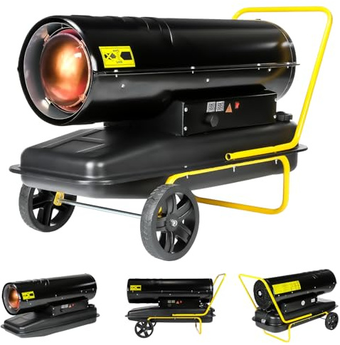 GEARFLOW Diesel Space Heater, 170,600 BTU / 50KW Kerosene Heater, Industrial Heater with 56L Tank, Heating Area of 1100m³, Adjustable Thermostat, Digital Display, For Workshop Warehouse Garage