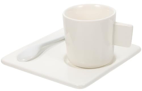 BESPORTBLE Set Tazze da Caffè in Ceramica 80 Ml Piattino e Cucchiaino Tazze da Espresso e Cappuccino per Casa Ufficio e Bar Design Creativo e Versatile per Bevande Calde e Fredde