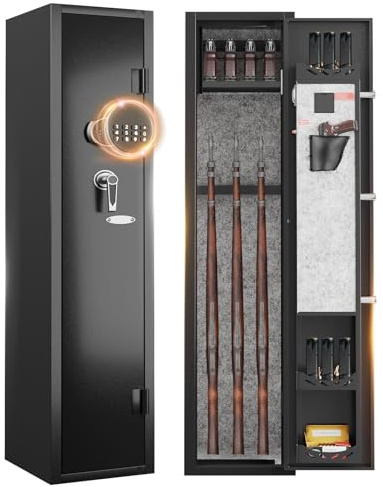 KARINI 2-3 Gun Safe, Gun Safe for Rifles, Rifle Safe for Removable Shelves, Quick Access Long Gun Safe for Secure Storage in Closet, Bedroom, Living Room