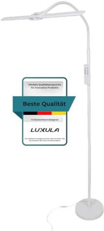 LUXULA LED Stehlampe Schreibtischlampe Doppelkopf Weiß | Monitor Lampe dimmbar 10 Stufen mit Sensor und Fernbedienung, 5 Farbtemperaturen 3000K-6500K, 18W 1100lm