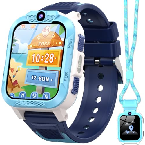IOWODO Reloj Inteligente Niño, 4G Smartwatch Niño con Videollamada y GPS, SOS, Modo Escuela, Batería 850mAh, IP68, Regalo Ideal para Niños de 5-14 Años