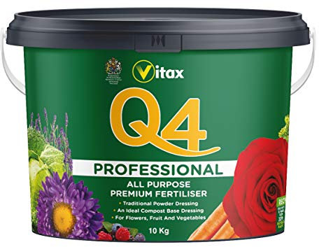 Vitax Q4 Fertiliser, Plant Food Enriched With Organic Nutrients, More Flowers, Bigger Yields, Slow Release -10 Kg