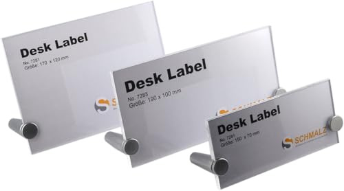 Tisch-Namensschild aus Acryl inkl. hochwertige Kupferständer silber veredelt Display Tischaufsteller (210 x 148 mm)