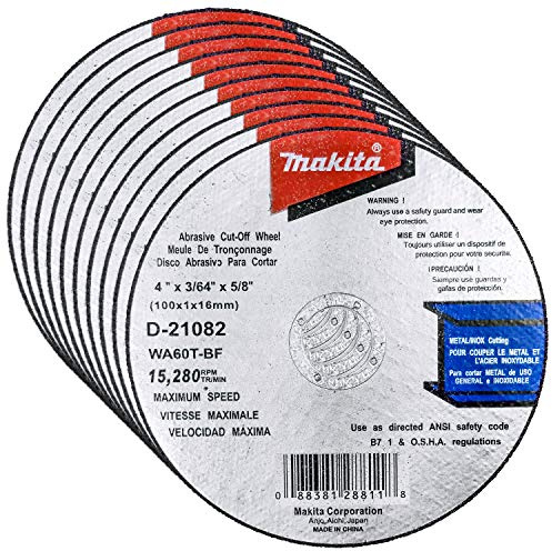 Makita 10 Pack - 4 Inch Cut Off Wheels For 4 Grinders - Aggressive Cutting For Metal & Stainless Steel