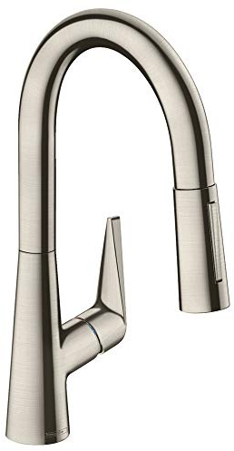 hansgrohe Talis S Einhebel-Küchenarmatur, Komfort-Höhe 160 mm, mit Ausziehbrause, Edelstahl Finish
