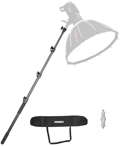 JINBEI 230 cm Support de Lumière Portable Télescopique Portable Support Boom Pole Télescopique avec Easy Twist Locks Support pour Flash extérieur/Flash/Lampe vidéo de Studio