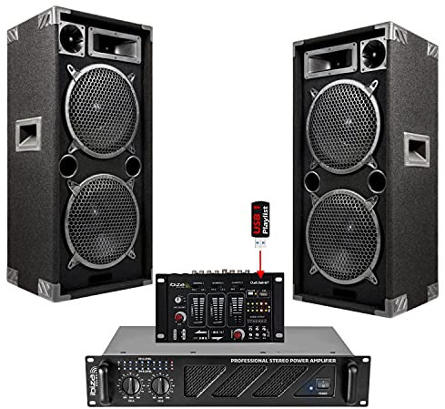 ibiza sound - Sono pack dj complet + Table de Mixage + 2 Enceintes Double Boomer + 1 Amplificateur 960W PA SONO DJ LIGHT BAR CLUB DISCO SOIREE DANSANTE