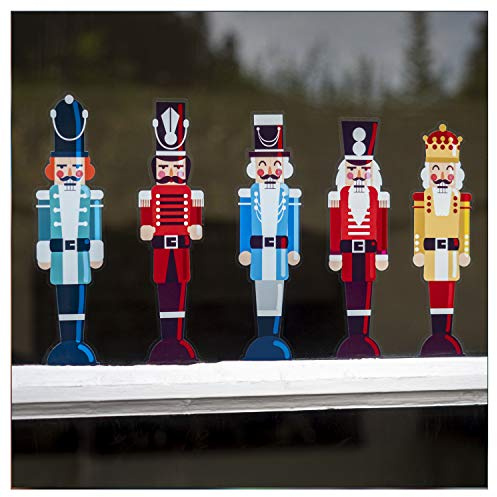 Nussknacker Figur Fensterbilder Weihnachten Selbstklebend - 5 Klein Soldaten Weihnachten Aufkleber