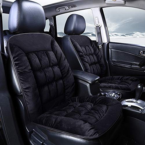 1pcs Auto Sitzauflage aus Plüsch,Bequem und atmungsaktiv Universal Auto Vordersitz (Schwarz)