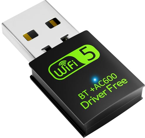 USB WiFi Bluetooth Adapter, 600Mbps Dual Band 2.4/5Ghz Wireless Network External Receiver, Mini WiFi Dongle for PC/Laptop/Desktop