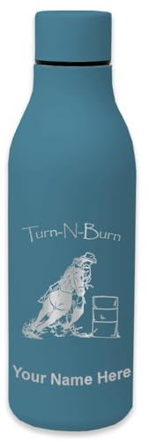 LaserGram Double Wall Stainless Steel Water Bottle, Barrel Racer Turn N Burn, Personalized Engraving Included (Slate Blue)
