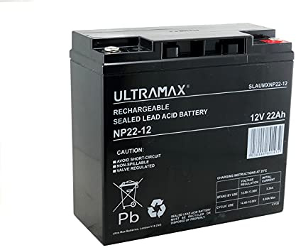 ULTRAMAX NP22-12, 12V 22AH (as 18Ah & 20Ah) EMERGENCY LIGHT LIGHTING BATTERY