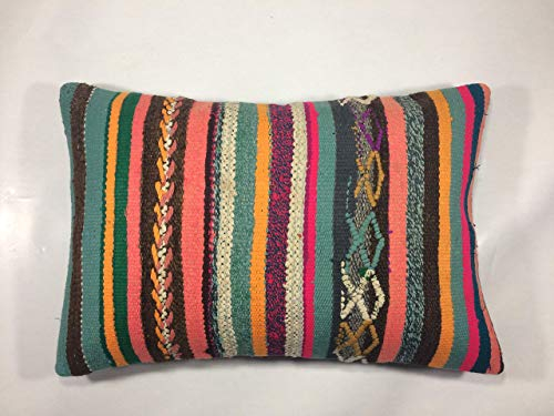 Kelim Kissen 40x60 cm Handgefertigt Türkisch Lendenkissen Rechteckig Dekorative Kissenhülle Dekokissen Zierkissen Sofakissen Teppiche Kilim Kissenbezugcode 975
